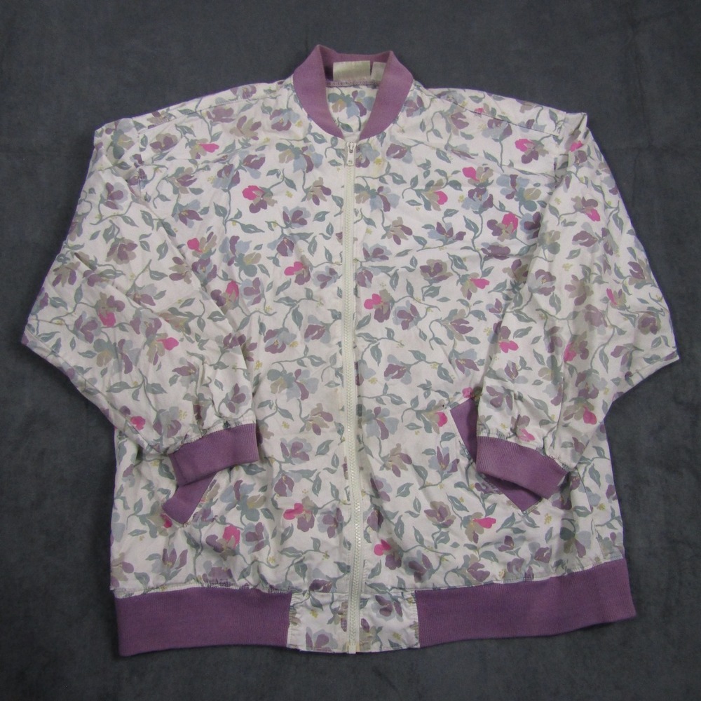 Levi's Traveler Bomber Jacket Mens M White Floral Vintage Full Zip Cotton 00608